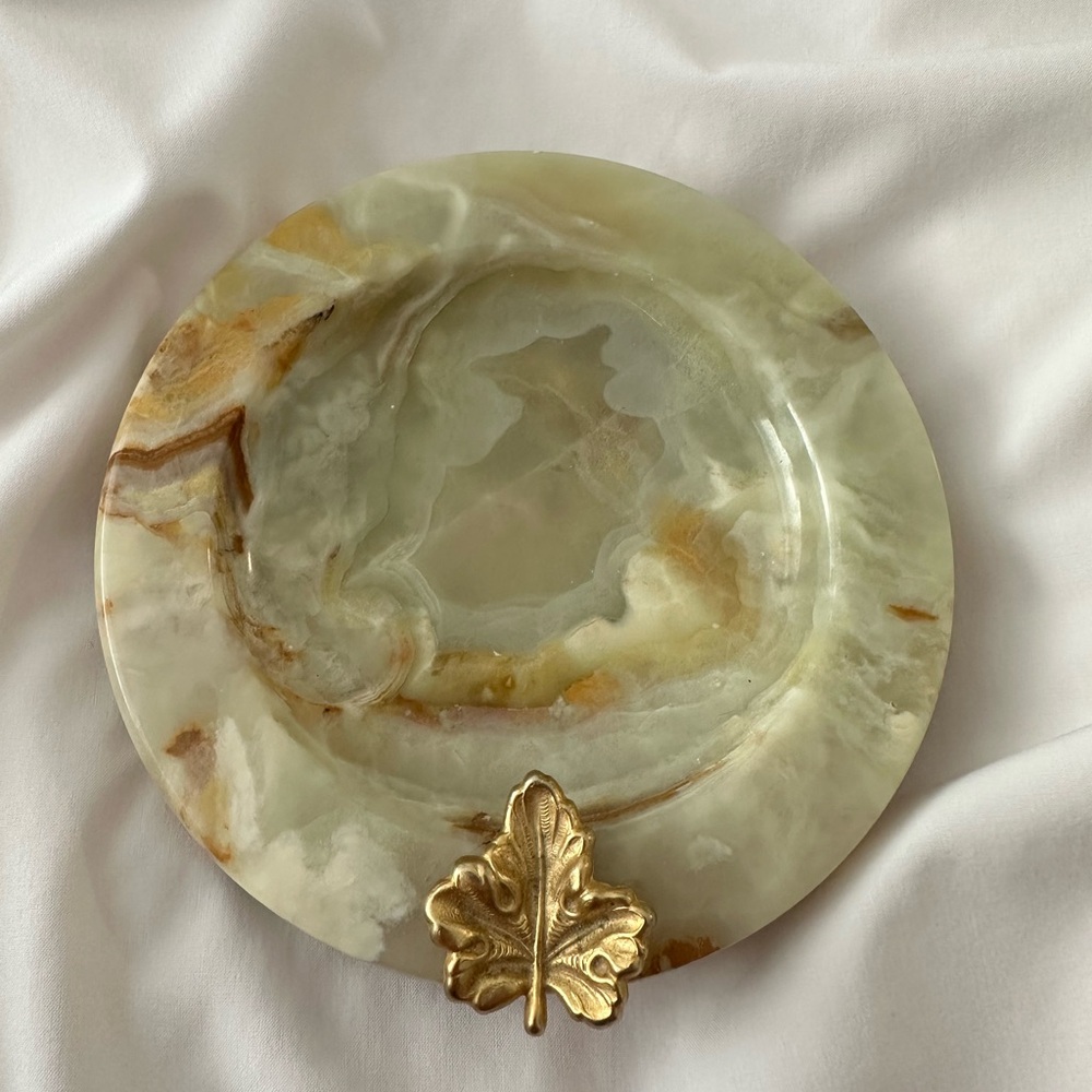 Onyx Ashtray with Gold Leaf Accent